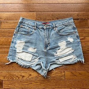 Distressed Denim Shorts
